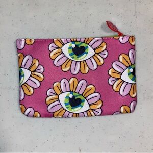 Ipsy Cosmetics Bag with Pink Heart Eye and Flower Design